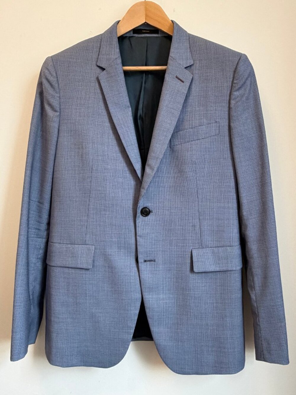 Paul Smith Wool Slate Blue Micro-Houndstooth Suit Set - 38R Chest / 32" Waist